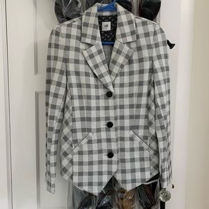 CABI black and white plaid blazer